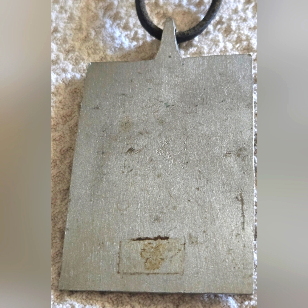 Artistic Vintage Textured Boho Metal Pendant On Genuine Leather Strap 14" - Picture 5 of 10